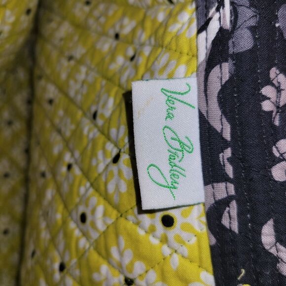 Retired Vera Bradley Baroque slim Tote Bag Black Gray Yellow - Picture 3 of 5